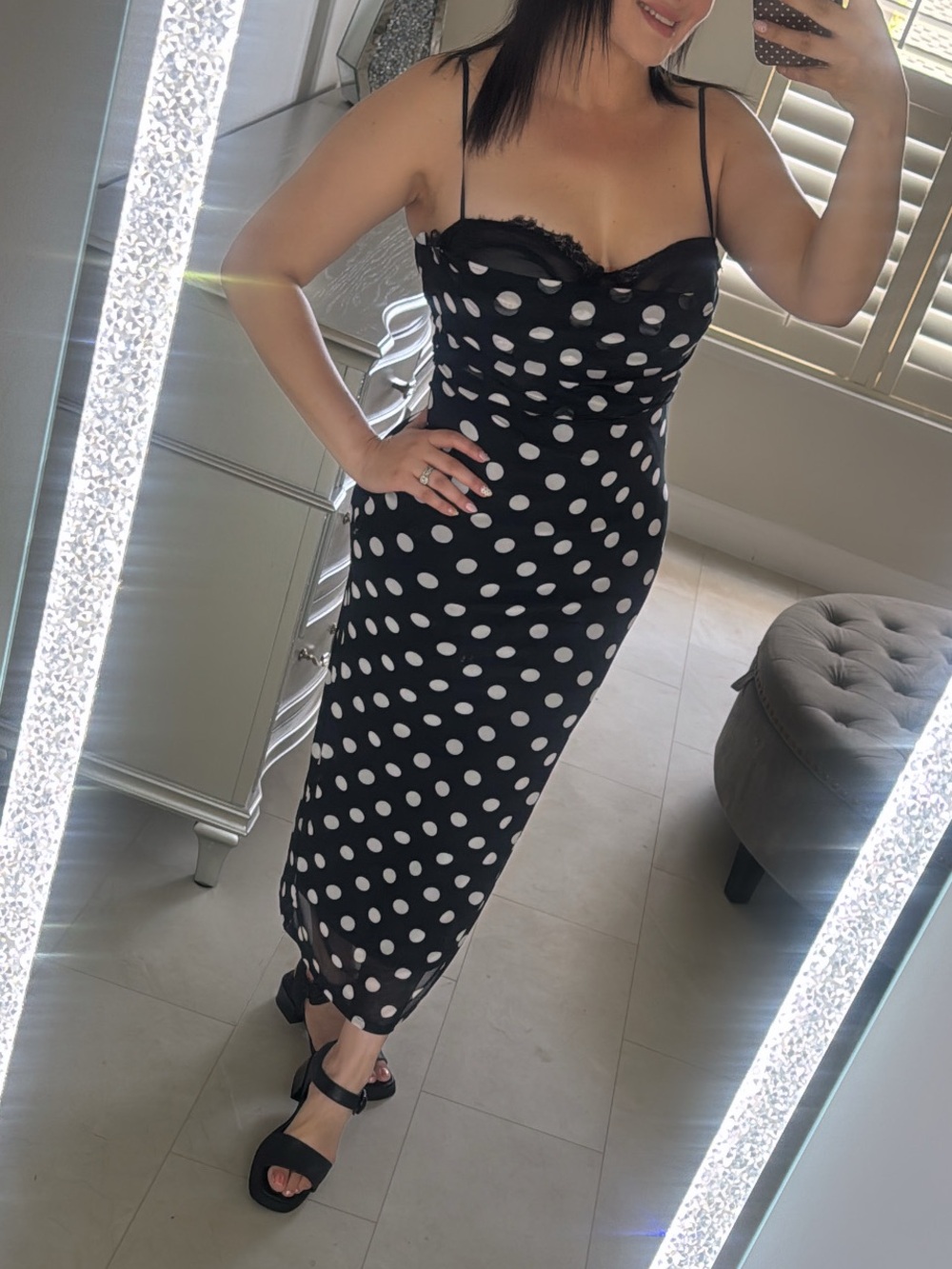 Vici Black and White Polka Dot Maxi Dress